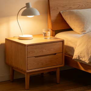Nordic Solid Wood Mortise and Tenon Double Drawer Bedside Table